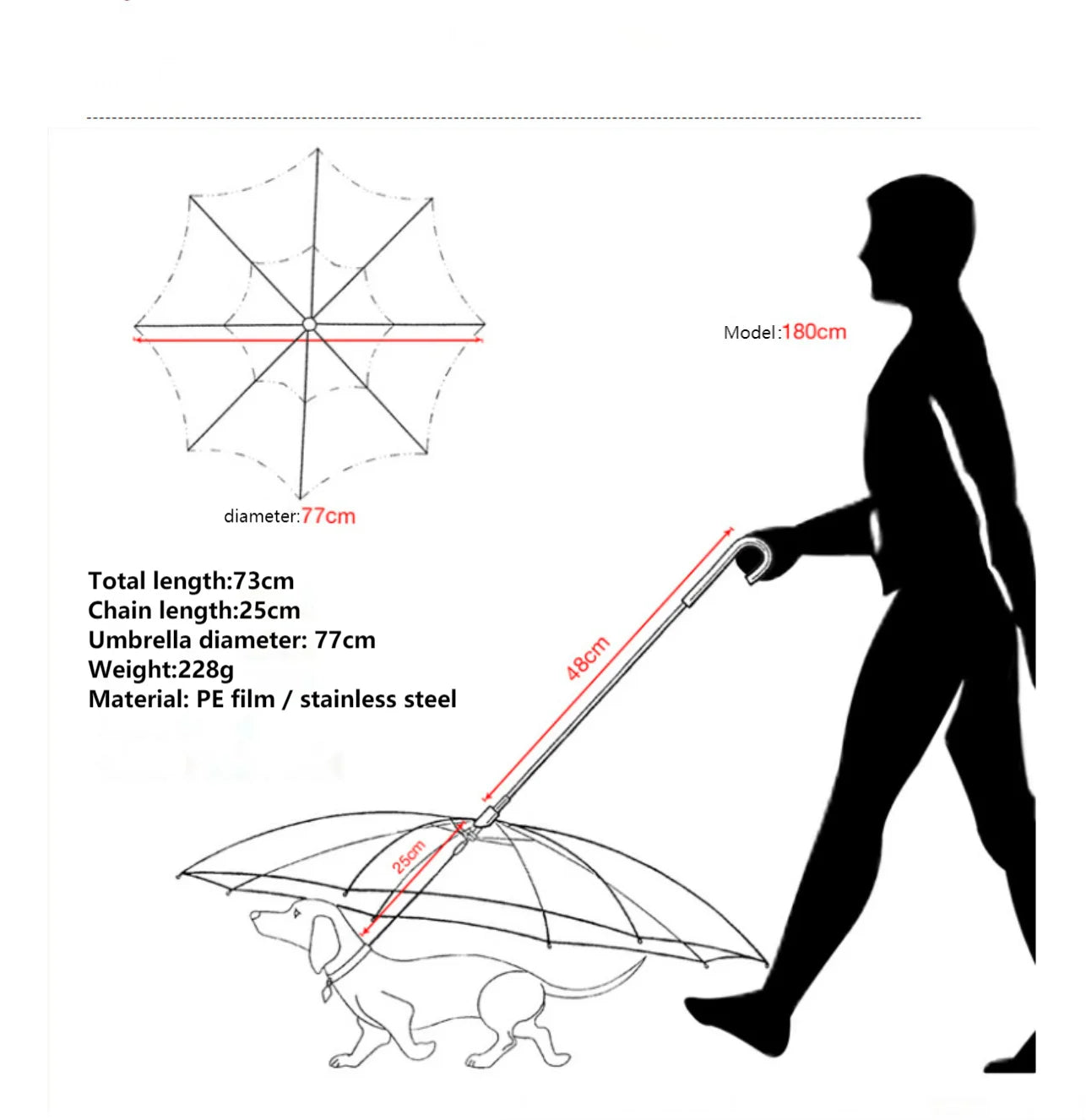 Rainproof Pet Umbrella Leash