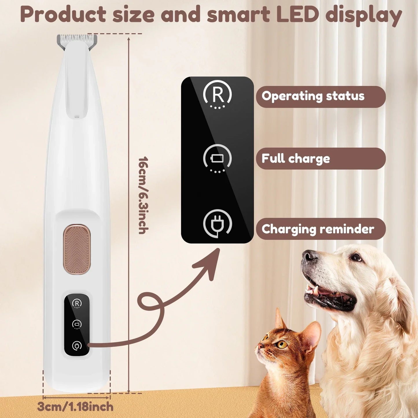 LED Dog Paw Trimmer Waterproof Clippers